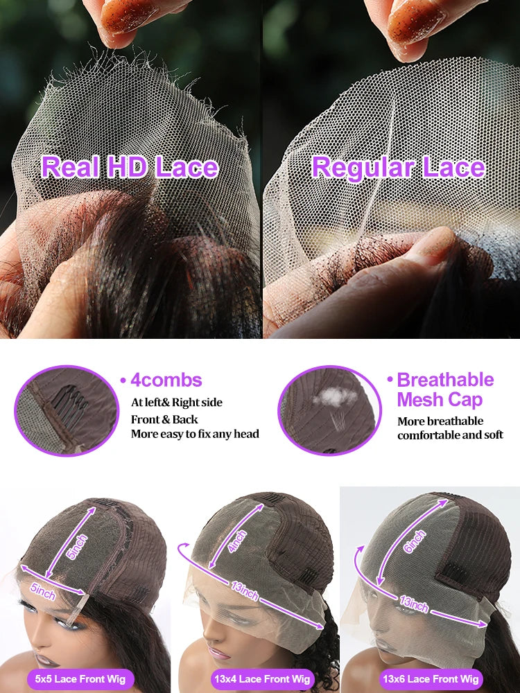 200 densité courte Bob droite 13x6 HD dentelle frontale perruque cheveux humains pré-plumés sans colle perruques cheveux humains 7x5 fermeture perruque