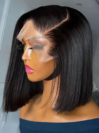 200 densité courte Bob droite 13x6 HD dentelle frontale perruque cheveux humains pré-plumés sans colle perruques cheveux humains 7x5 fermeture perruque