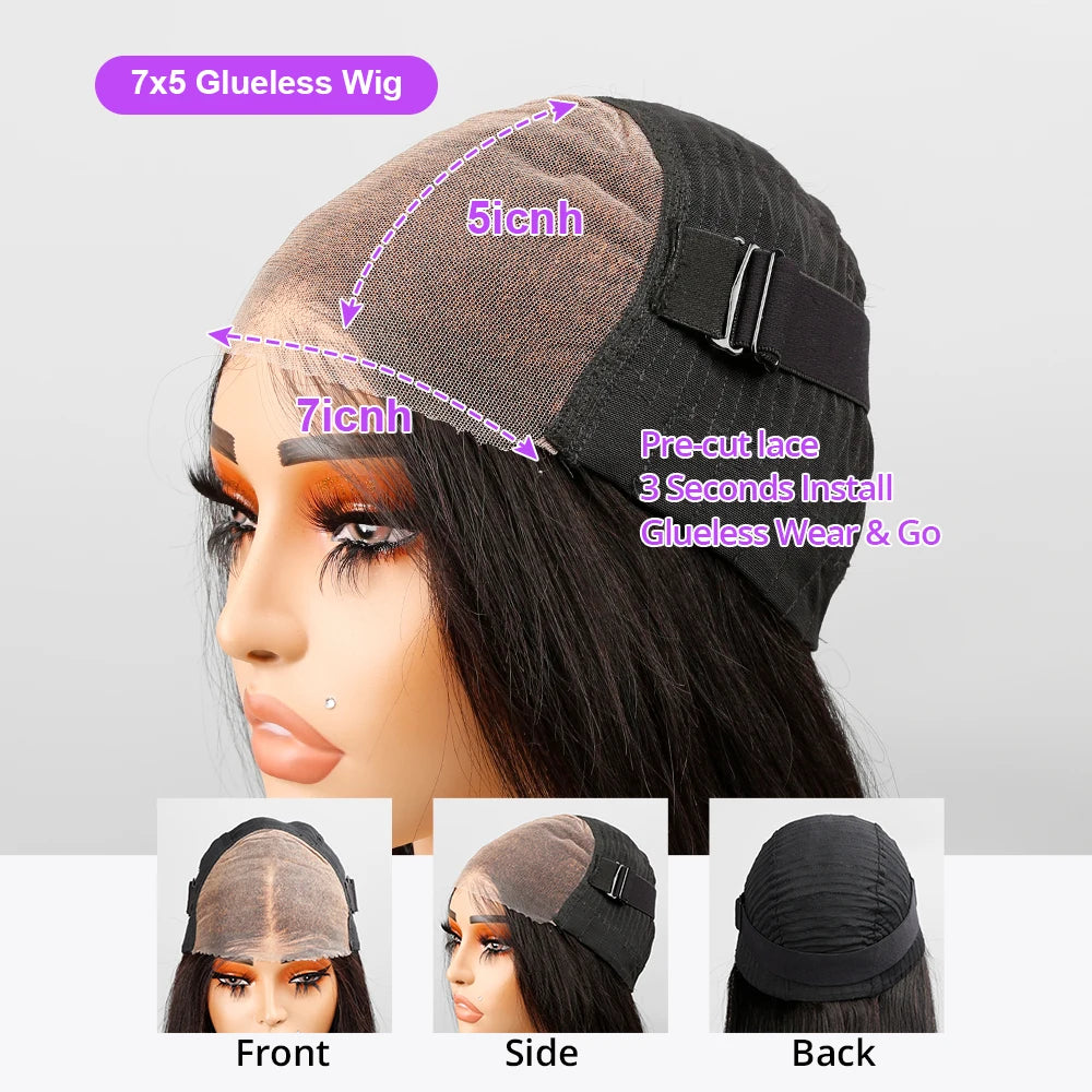 200 densité courte Bob droite 13x6 HD dentelle frontale perruque cheveux humains pré-plumés sans colle perruques cheveux humains 7x5 fermeture perruque