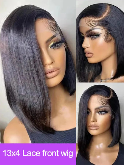 200 densité courte Bob droite 13x6 HD dentelle frontale perruque cheveux humains pré-plumés sans colle perruques cheveux humains 7x5 fermeture perruque