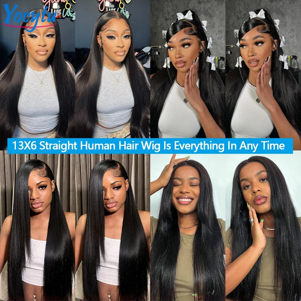 28 30 Pouces Perruques Cheveux Humains YOCYTU 13X6 lisse Perruque Peruvian Haut Qualité Pour Femme HD Transparent Lace Front Wigs Human Hair