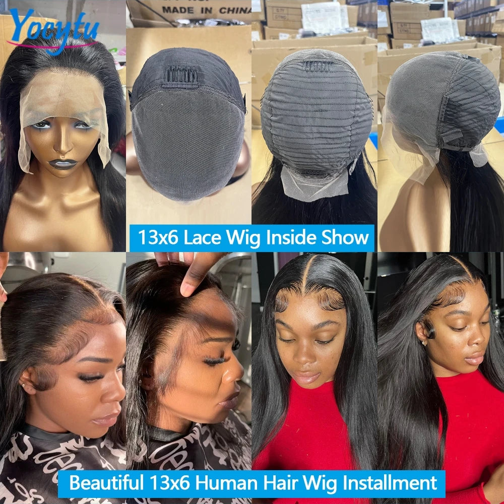 28 30 Pouces Perruques Cheveux Humains YOCYTU 13X6 lisse Perruque Peruvian Haut Qualité Pour Femme HD Transparent Lace Front Wigs Human Hair