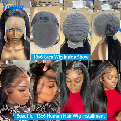 28 30 Pouces Perruques Cheveux Humains YOCYTU 13X6 lisse Perruque Peruvian Haut Qualité Pour Femme HD Transparent Lace Front Wigs Human Hair
